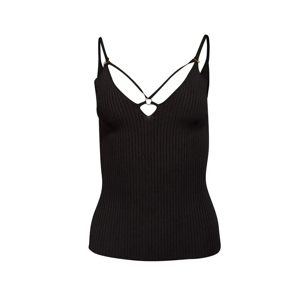 Jonathan Simkhai - Black Rib Knit Tatiana Ring Top Sz XS